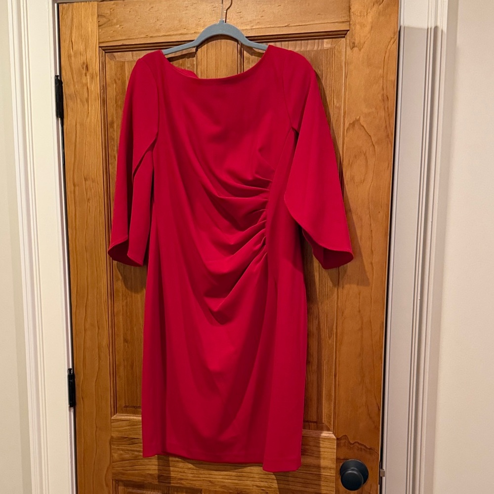 DKNY Vibrant Red Long Sleeve Dress